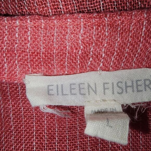 Eileen Fisher Women's Pink Linen Gauze Striped Tunic Kimono Top Large - Picture 7 of 8
